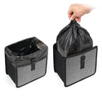 KMMOTORS Foldable Hanging Car Trash Can/Bag/bin, Vegan Leather and Oxford Clothes Car Organizer, Cute car Gadgets (Medium, Diamond)
