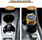 JUSTTOP Car Trash Can with Lid, Diamond  Small Automatic Portable Trash Can, Easy to Clean, Used in Car Home Office (Gold)