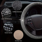 Sparkle And Shine: Universal Artificial Diamond Car Steering Wheel Cover Set