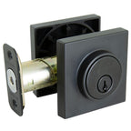 Contemporary Matte Black Square Double Cylinder Deadbolt
