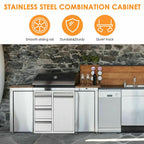 28*22*19.5" Barbecue Door 3 Drawer Combination Outdoor Kitchen Rack Storage