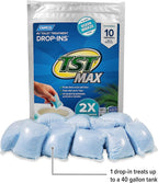 Camco TST MAX RV Toilet Treatment Drop-INs | Control Unwanted Odors and Break Down Waste and Tissue | Septic Tank Safe | Ocean Breeze Scent | 10-pack (41613)