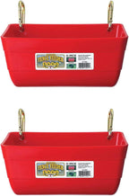 Little Giant FF11RED 4.5 Quart Heavy Duty Plastic Feed Trough Bucket Fence Feeder with Clips for Livestock & Pets, Red (2 Pack)