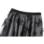 butterfly embroidery tulle midi skirt
