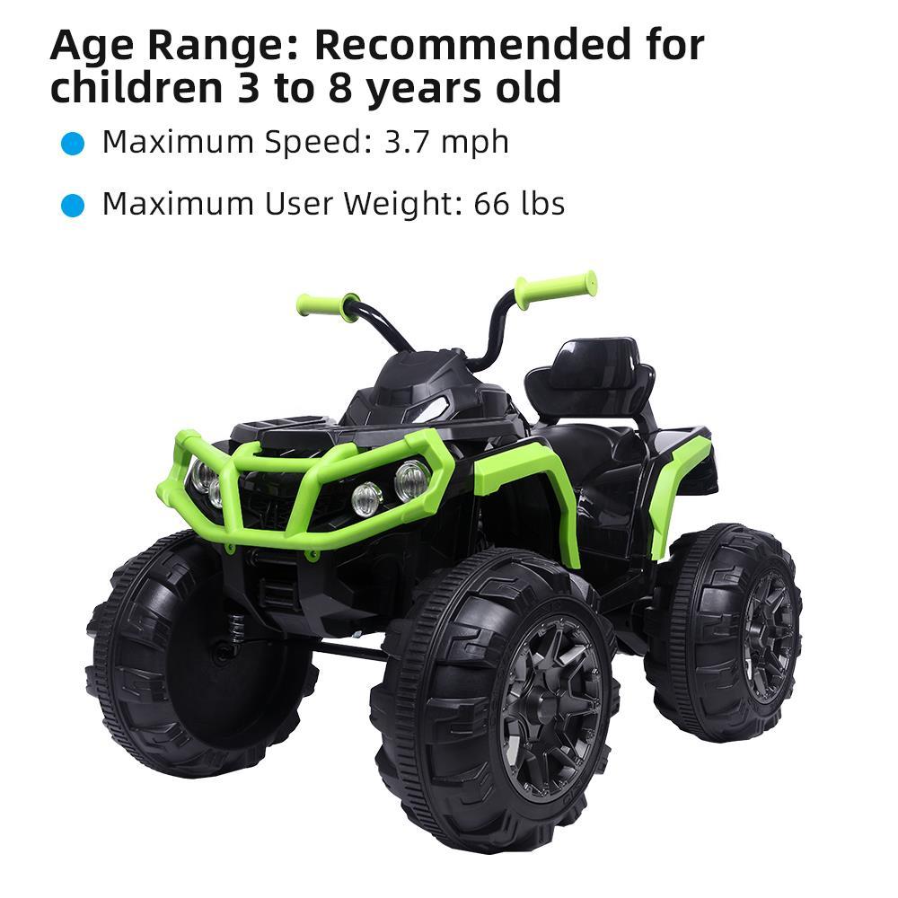 Ktaxon Kids ATV Ride-On Car Vehicle Toy with 12V Battery Powered Electric Red 4-Wheeler w/ 3.7mph Max, LED Headlights, AUX Jack