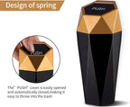 JUSTTOP Car Trash Can with Lid, Diamond  Small Automatic Portable Trash Can, Easy to Clean, Used in Car Home Office (Gold)