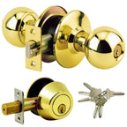Brass Grade 3 Combo Lock Set with Entry Door Knob and Deadbolt, 72 SC1 Keys Total, (12-Pack, Keyed Alike)
