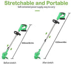 FCPLLTR Cordless Grass Trimmer Garden Gear Telescopic Lightweight Frame Grass Trimmer with Adjustable Angle Head,12/21V Battery + Charger+Circular Saw Blade + Metal Blade + Plastic Blade,21V