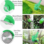 FCPLLTR Cordless Grass Trimmer Garden Gear Telescopic Lightweight Frame Grass Trimmer with Adjustable Angle Head,12/21V Battery + Charger+Circular Saw Blade + Metal Blade + Plastic Blade,21V