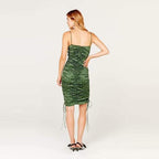 ruched stretch knit midi dress