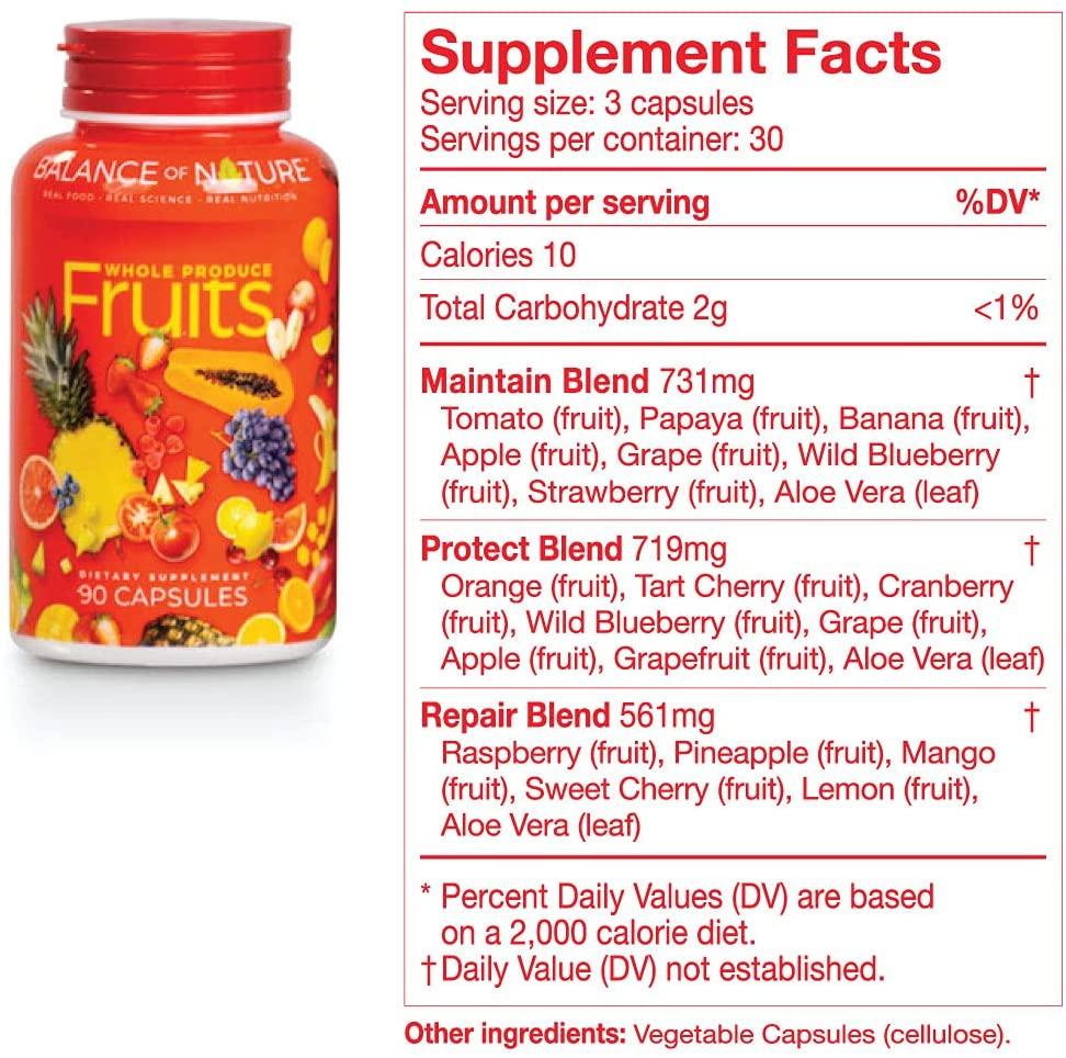 Balance Of Nature Fruit and Vegetable Supplements - 90 Fruits and 90 Veggies Capsules (3-Sets) - Green and Red Superfood, Better Than Multivitamins, No Fillers/Extracts, 100% Natural Whole Food