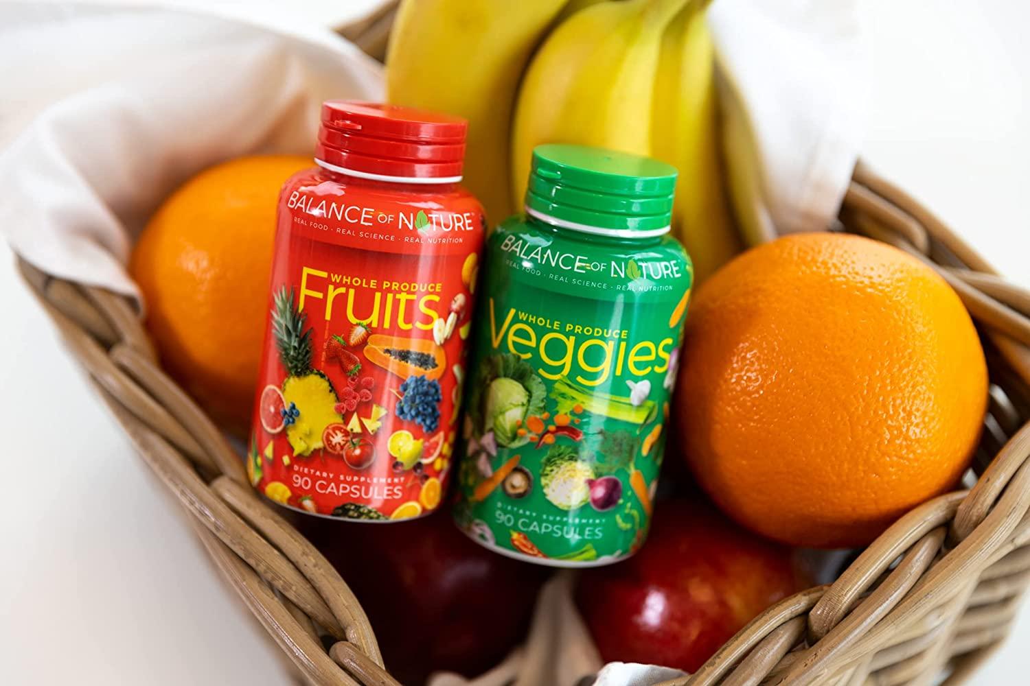 Balance Of Nature Fruit and Vegetable Supplements - 90 Fruits and 90 Veggies Capsules (3-Sets) - Green and Red Superfood, Better Than Multivitamins, No Fillers/Extracts, 100% Natural Whole Food