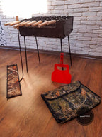 Barbecue-a folding suitcase Grill Barbecue Set (barbecue,skewers, fan,fire iron)