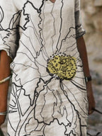 Casual Printed V-neck Dress