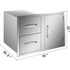 Outdoor Kitchen Door Drawer Combo 33"X22" Paper Rack  Steel BBQ Island