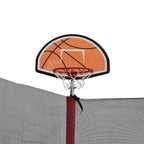 JOYMOR 12ft Kids Trampoline, with Enclosure Net, Upgrade Basketball Hoop Trampoline, Red