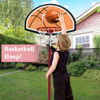 JOYMOR 12ft Kids Trampoline, with Enclosure Net, Upgrade Basketball Hoop Trampoline, Red