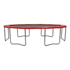 JOYMOR 12ft Kids Trampoline, with Enclosure Net, Upgrade Basketball Hoop Trampoline, Red