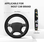 Anime Steering Wheel Cover Anime Car Accessories for Men Women with 2 Pcs Car Air Freshener, 15 Inch Anti-Slip Car Steering Wheel Covers Universal Fit