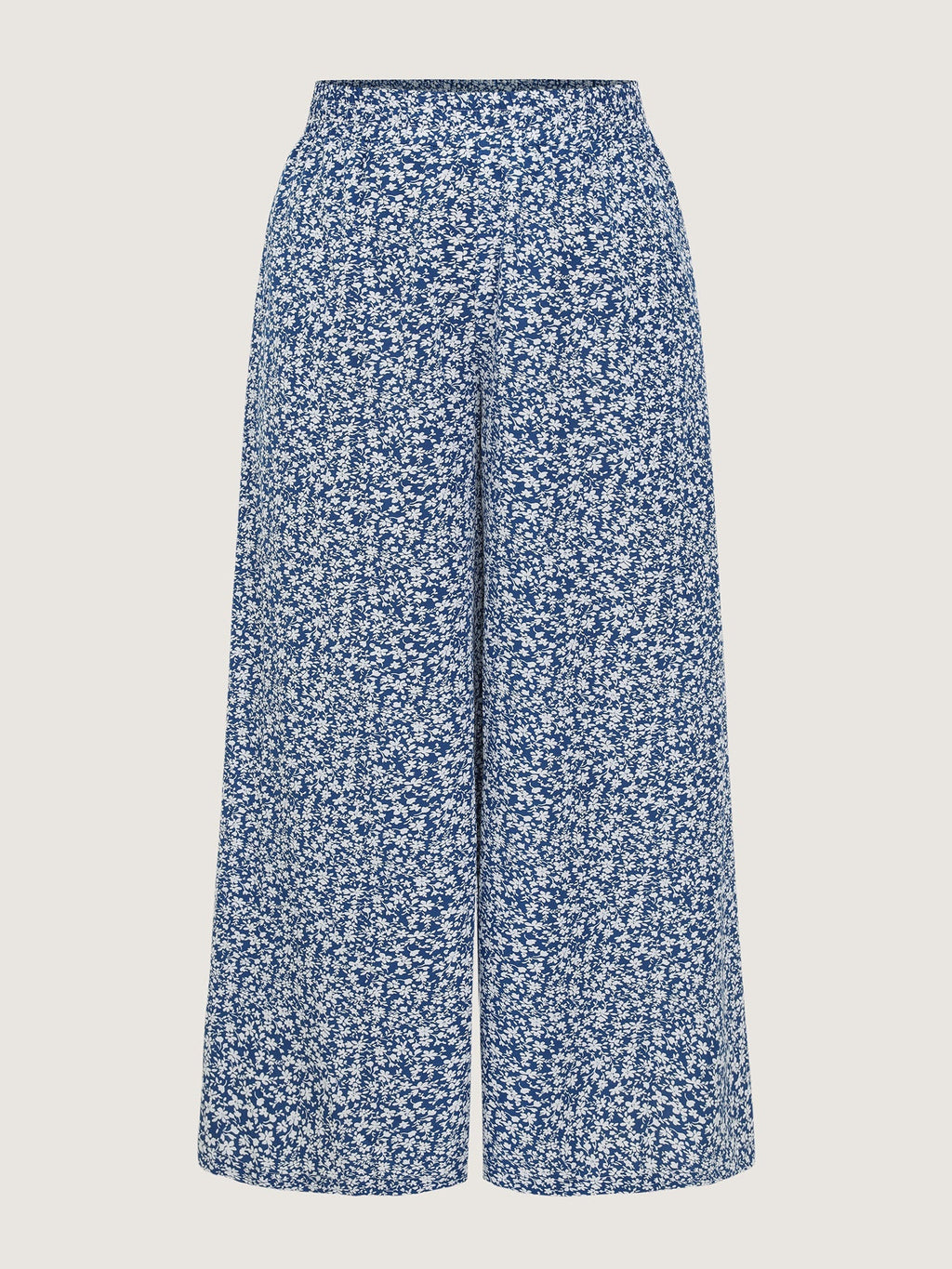 Micro Floral Print Wide-Leg Pants