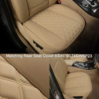 Black Panther PU Car Seat Cover, Front Seat Protector Compatible with 95% Vehicles,Embroidery,Anti-Slip &amp; Full Wrapping Bottom (W 21.26''×D 20.86”)(1Piece,Beige)