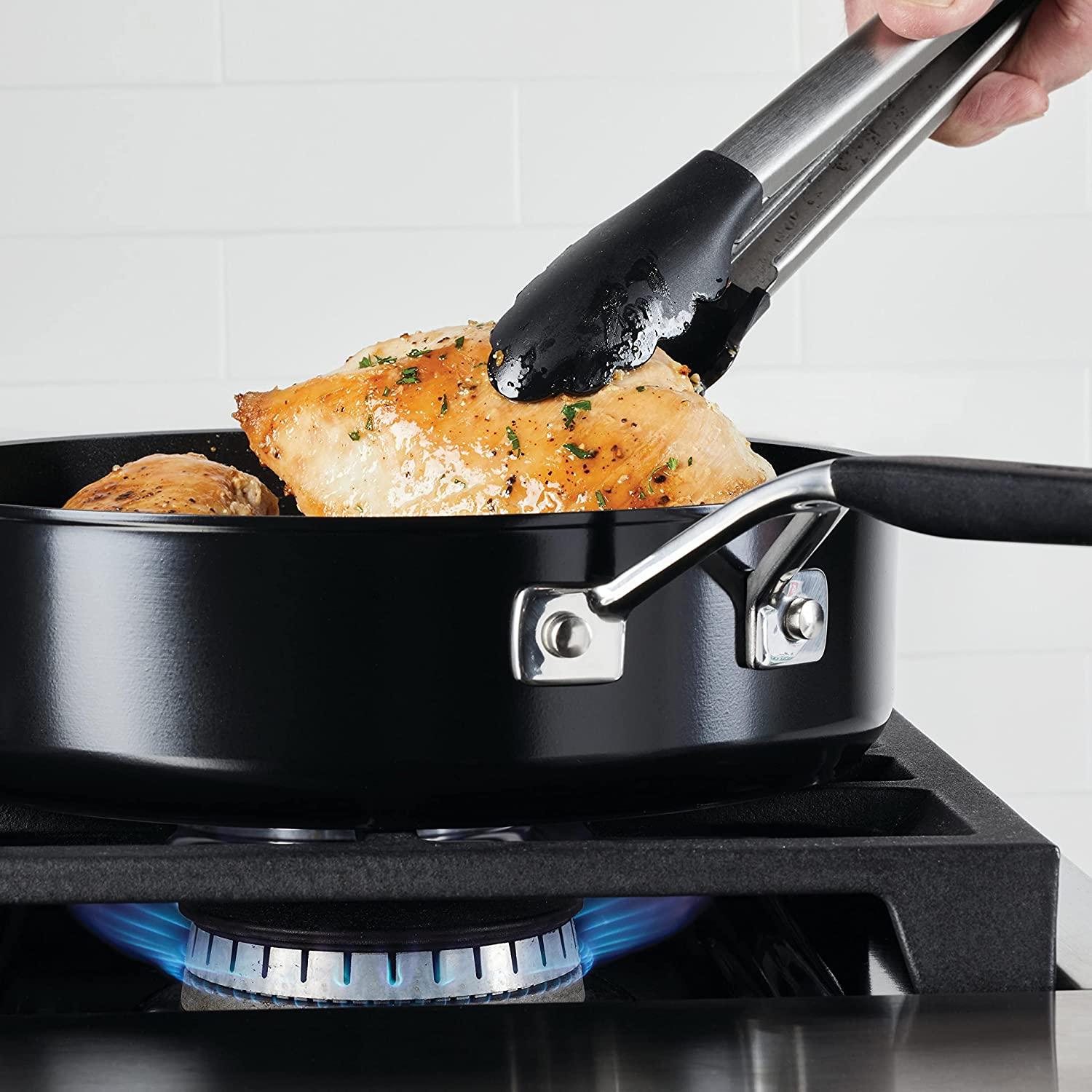 KitchenAid Hard Anodized Nonstick Saute/Fry Pan with Lid, 3 Quart, Onyx Black
