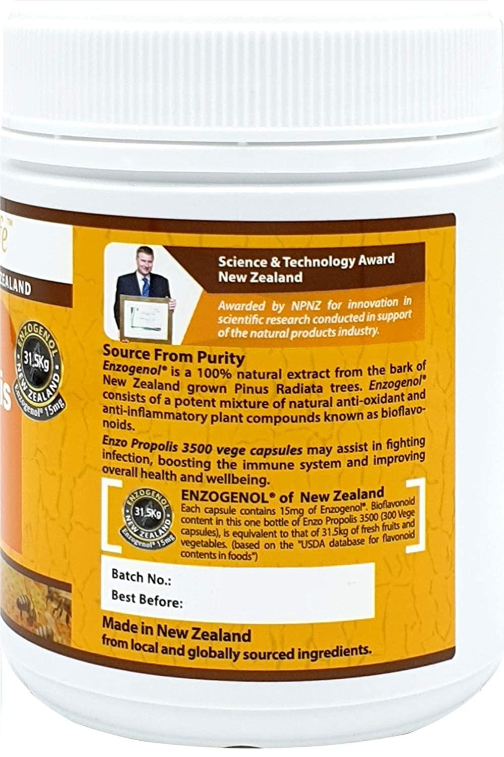 New-Zealand Bee Propolis 3500 300 Capsules Support a Healthy Immune System (3 Bottle)