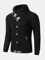 mens single breasted high neck cable knit warm casual cardigans