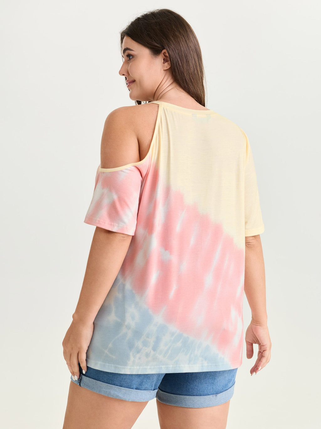 Supersoft Color Gradient Cut-Out Shoulder T-Shirt