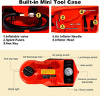 TYAYT Electric Car Jack Kit, 5 Ton Hydraulic Car Jack with Electric Impact Wrench and Inflator Pump, 12V Portable Car Jack with LED Light for SUV MPV Sedan, Lifting Ran6 to 17.7 Inch (Red)