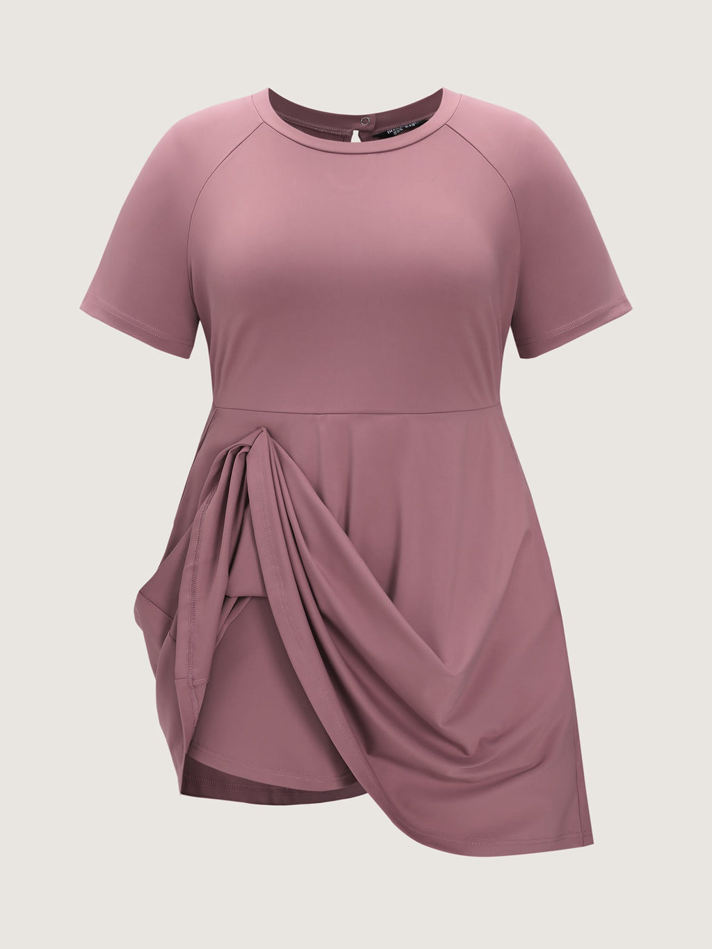 Raglan Sleeve Plain Round Neck Mini Dress