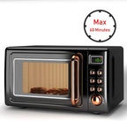 Retro Countertop Microwave Oven, 0.7Cu.ft, 700-Watt, Cold Rolled Steel Plate, 5 Micro Power, Delayed Start Function, with Glass Turntable & Viewing Window, LED Display, Child Lock (Gold)