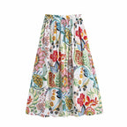 vintage high waist pleated elastic midi skirt