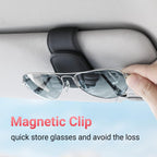 Sunglass Holder for Car Visor Sunglasses Clip Magnetic Leather Glasses Eyeglass Holder Interior Car Accessories for Woman Man -2 Packs Black