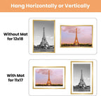 upsimples 12x18 Picture Frame Set of 5,Display Pictures 11x17 with Mat or 12x18 Without Mat, Wall Gallery Photo Frames,Gold