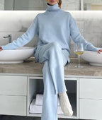 Ladies' Elegant Light Blue Woolen Suit