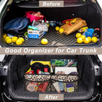 Car Trunk Organzier for suv,Car Organziers and Storage with 6 Big Pocket,Car Accessories for Women/Men 70L Waterproof Polyester Trunk Organzier for Car/SUV/Minivan/Truck(Large, Leopard print)