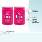 Body Glide For Her Anti Chafe Balm: anti chafing stick with added emollients. Prevent rubbing leading to chafing, raw skin, and irritation. Use for arm, bra, butt, groin, &amp; thigh chafing: 1.5oz-2pk