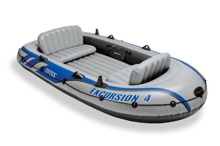 Excursion Inflatable Rafting Fishing 4 Person Boat w/ Oars &amp; Pump (2 Pack)