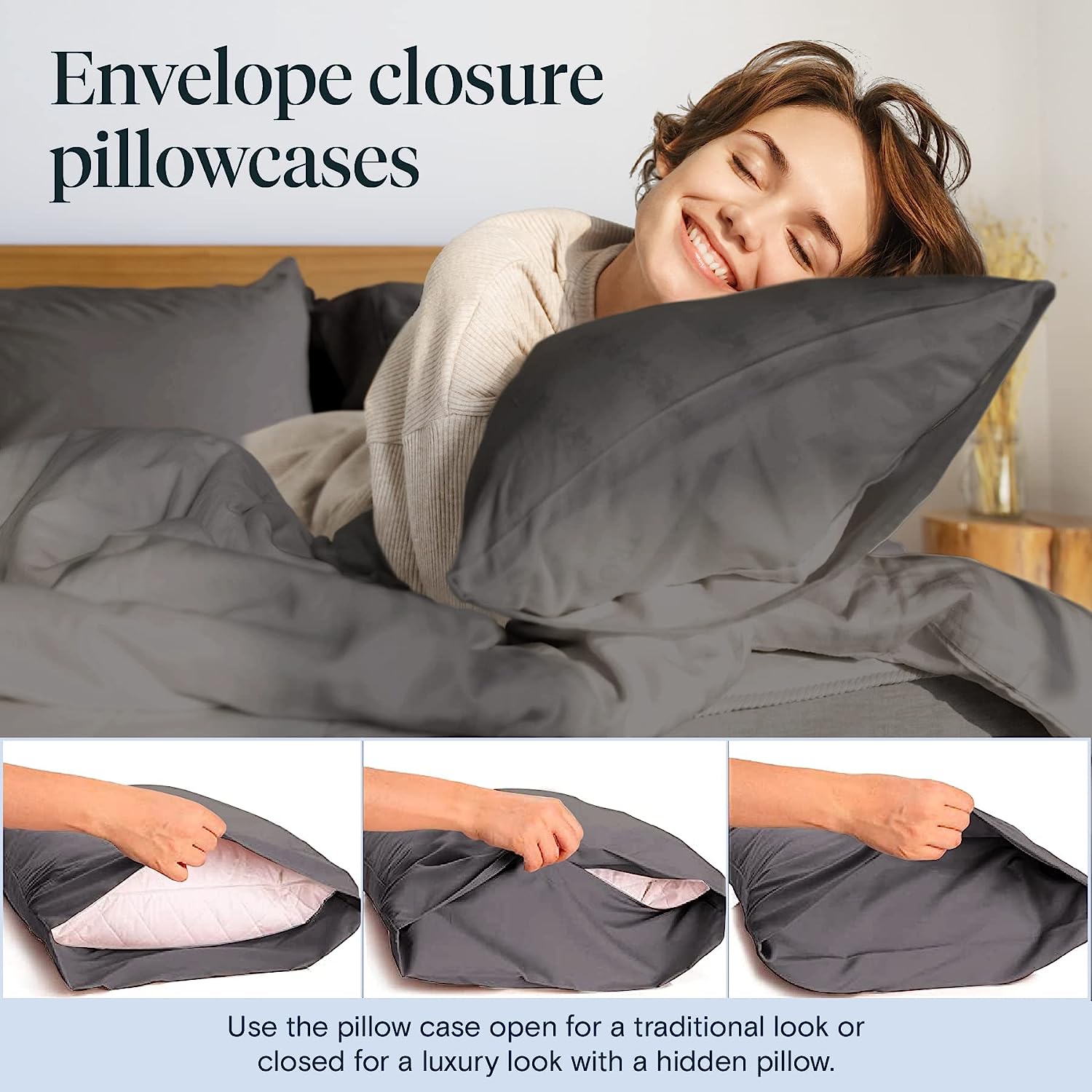 LuxClub 6 PC Full Size Sheet Set Bamboo Sheets Deep Pockets 18" Eco Friendly Wrinkle Free Cooling Sheets Machine Washable Hotel Bedding Silky Soft - Grey Full