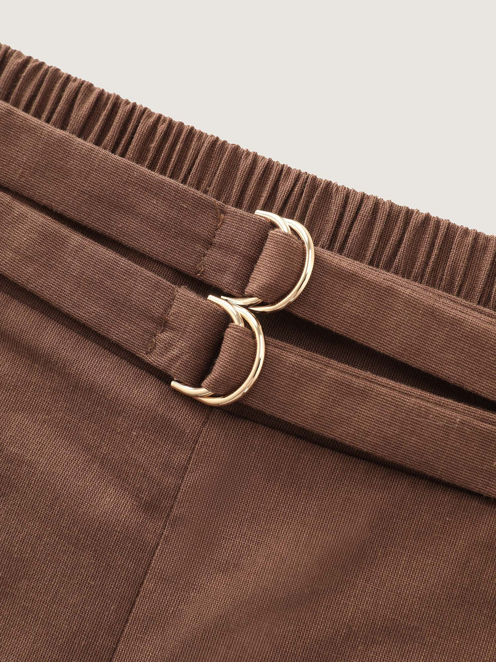 Double Buckle Waist Straight-Leg Pants