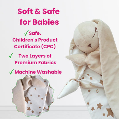 Gender Neutral Baby Gift – Bunny Lovey Security Blanket, Soft Bunny Baby Blanket for Infants & Toddlers, Soft Cuddly Snuggle Toy for Boys or Girls, Big Size 16in