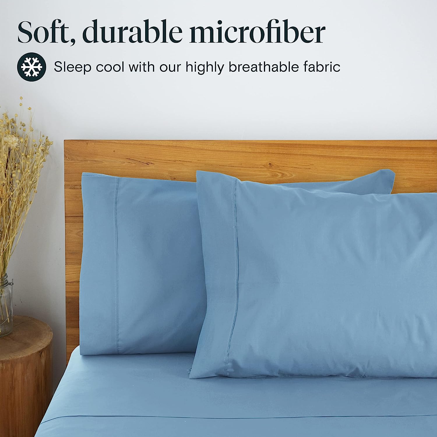 LuxClub 6 PC Full Size Sheet Set Bamboo Sheets Deep Pockets 18" Eco Friendly Wrinkle Free Cooling Sheets Machine Washable Hotel Bedding Silky Soft - Light Blue Full