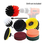 Drill Brush, Power Scrubber Cleaning Brush Extended Long Attachment Set All Purpose Drill Scrub Brushes Car Polishing Pad Kit (Not Included Drill)