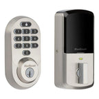 HALO Satin Nickel Keypad Wi-Fi Electronic Single-Cylinder Smart Lock Deadbolt featuring SmartKey Security
