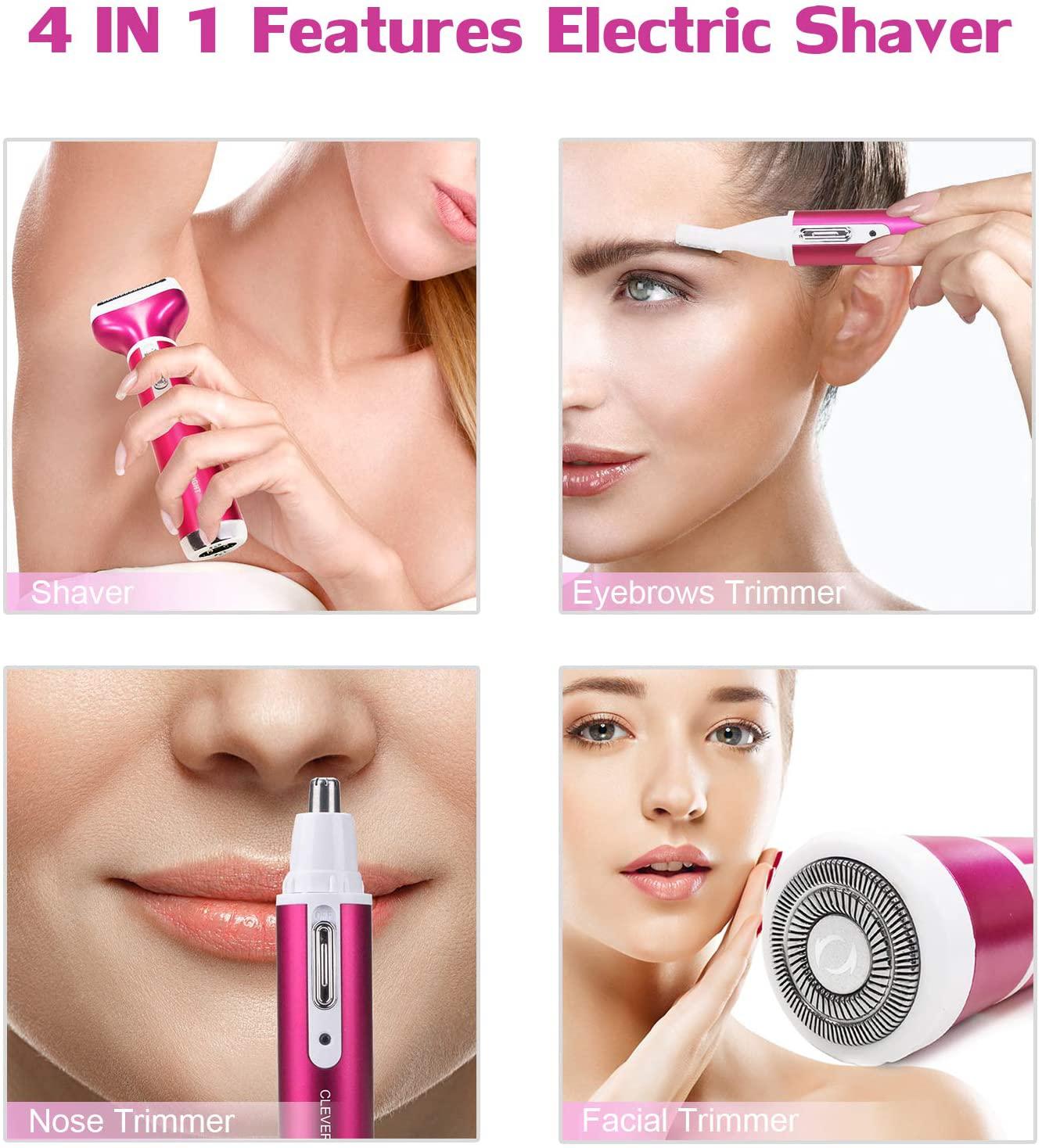 Women's Hair Removal Electric Shaver Ladies  4 in 1 for Legs Bikini Facial
