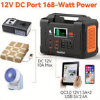 200W Portable Power Station FlashFish151Wh With AC Outlet/2 DC Ports/3 USB Ports Backup Battery /Power Supply For Outdoor Trip Camping Emergency