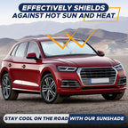 EcoNour Car Windshield Sun Shade | Reflector Sunshade Offers Ultimate Protection for Car Interior | Cool Car Reflective Sun Blocker Fits Most Sedans, Mini SUVs, &amp; Hatchbacks