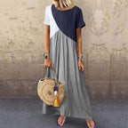 Women's Stitching Color Short-Sleeved Dress