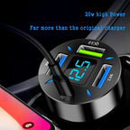 4 Ports USB PD  Car Adapter Charger QC3.0 Type C,In-Car Adapter Fast Charging